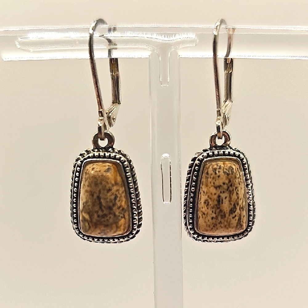 Vintage Silvertone Gemstone Dangle Earrings
